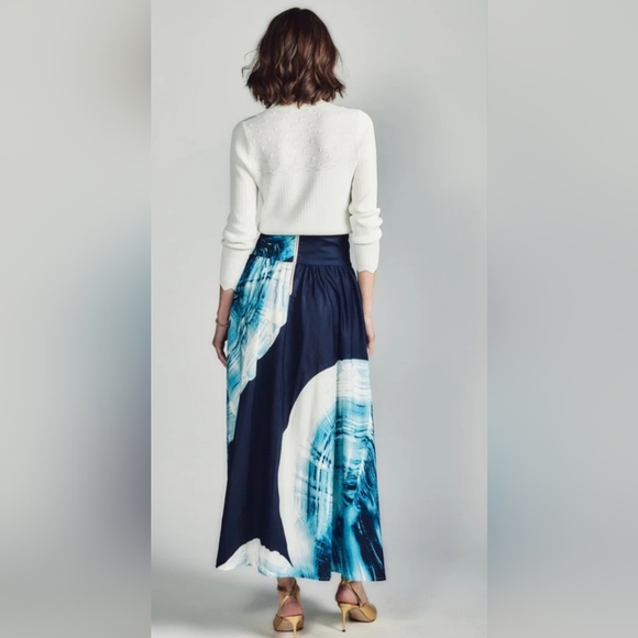 Aleeza Elegant Aruba Ocean A-Line Skirt- STUNNING!! - Picture 3 of 11